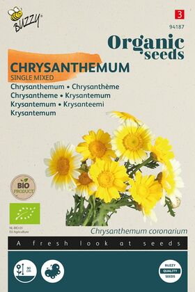Biologische Chrysanthemum Zaden 'Enkelbloemig Gemengd'
